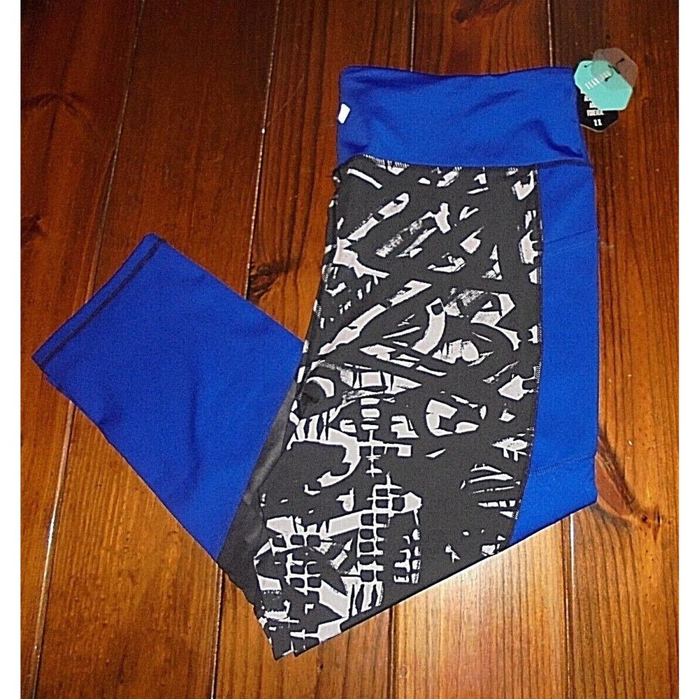 LuLaRoe Rise Fearless Cropped Workout Pants size 2X Blue/Black BNWT